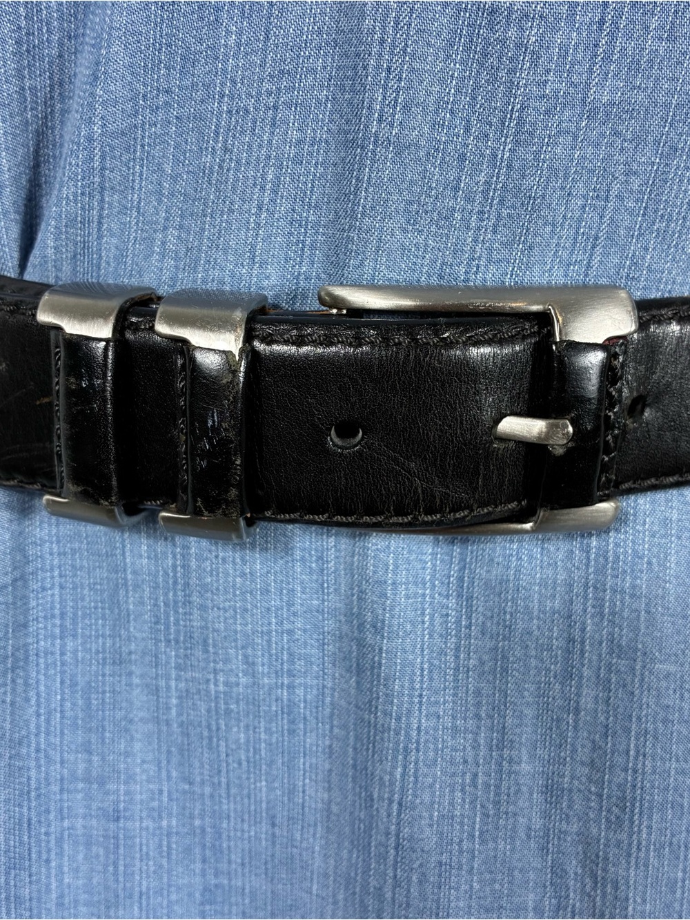 Mezlan Plus Size Sz 54 Unisex belt made in Spain black leather 62” long